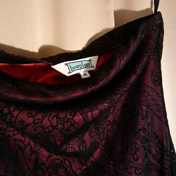 Long Sparkly Black & Red Skirt, stretch, size M - Picture 2 of 5